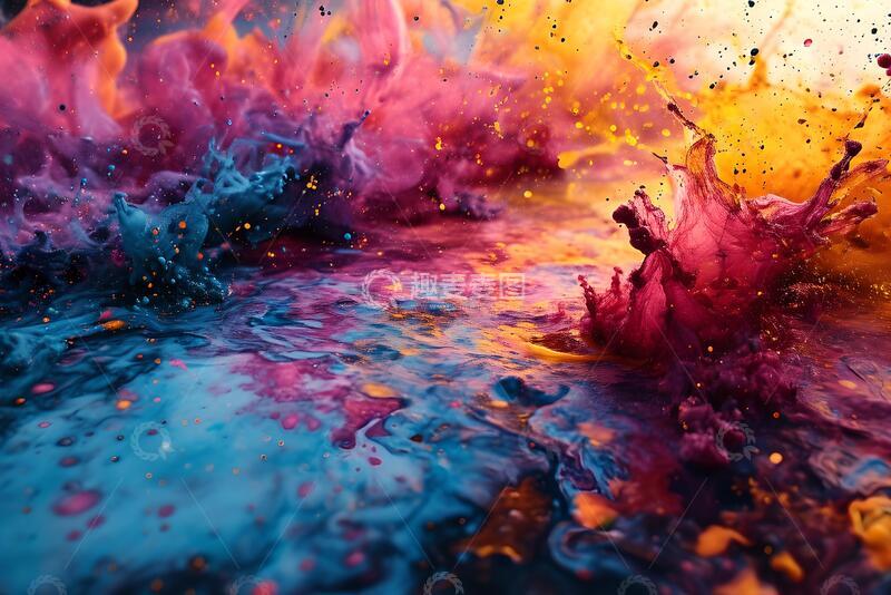 高清大图下载【趣麦麦图】彩色墨水颜料飞溅背景_8