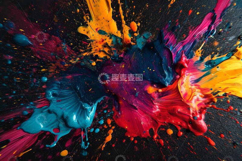 高清大图下载【趣麦麦图】彩色墨渍油漆飞溅_3