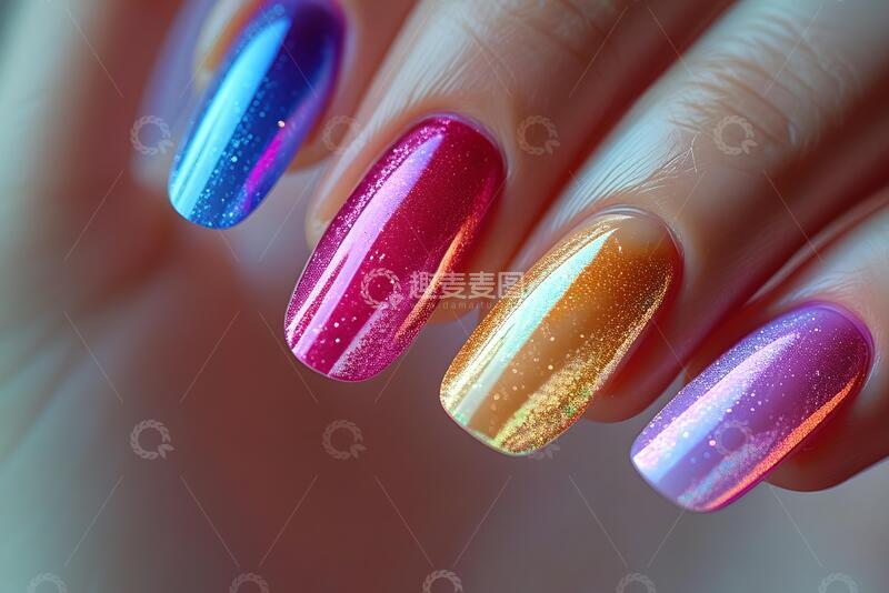 高清大图下载【趣麦麦图】彩色人工指甲的特写_2