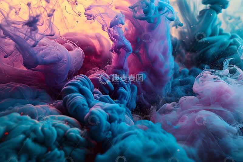 高清大图下载【趣麦麦图】彩色墨水在水中旋转。_4
