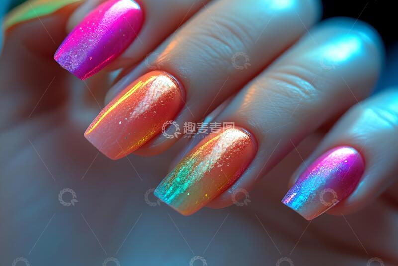 高清大图下载【趣麦麦图】彩色人工指甲的特写_7