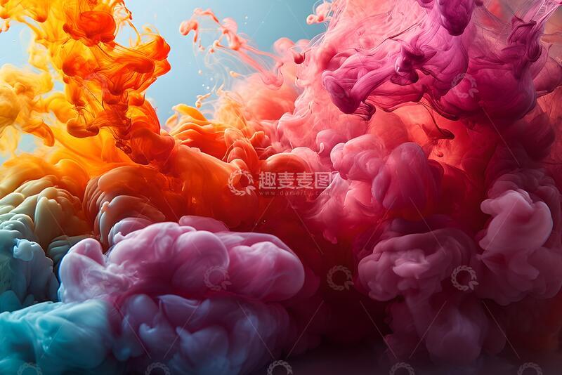 高清大图下载【趣麦麦图】彩色墨水在水中旋转。_3