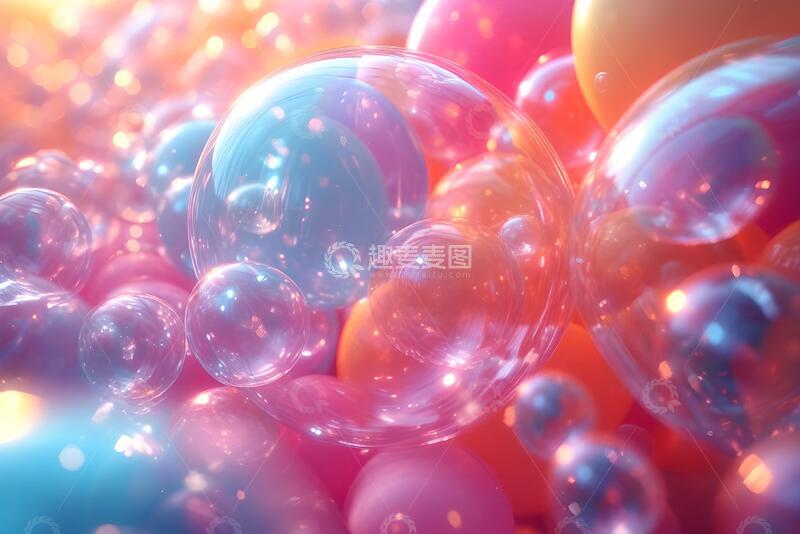 高清大图下载【趣麦麦图】彩色三维渐变气球气泡_1