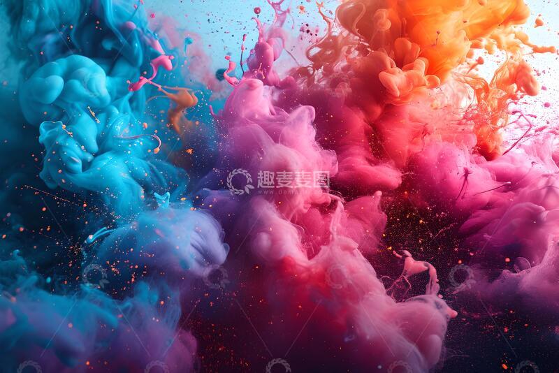 高清大图下载【趣麦麦图】彩色墨水颜料飞溅背景_2