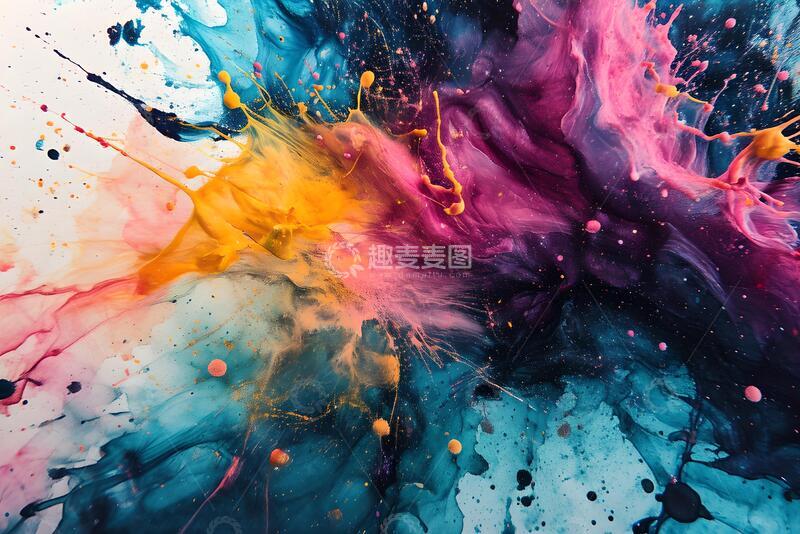 高清大图下载【趣麦麦图】彩色墨渍油漆飞溅_1