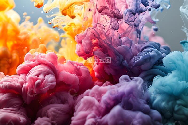 高清大图下载【趣麦麦图】彩色墨水在水中旋转。_2