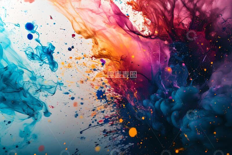 高清大图下载【趣麦麦图】彩色墨渍油漆飞溅_7