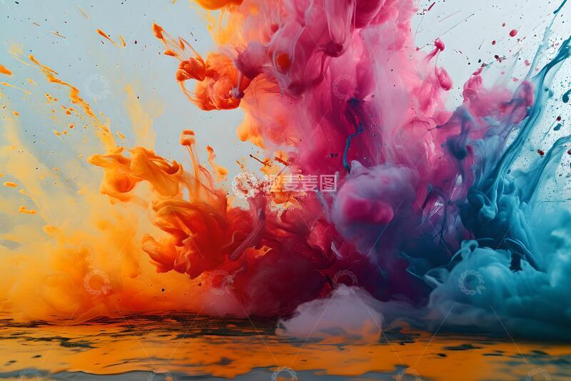 高清大图下载【趣麦麦图】彩色墨渍油漆飞溅_4