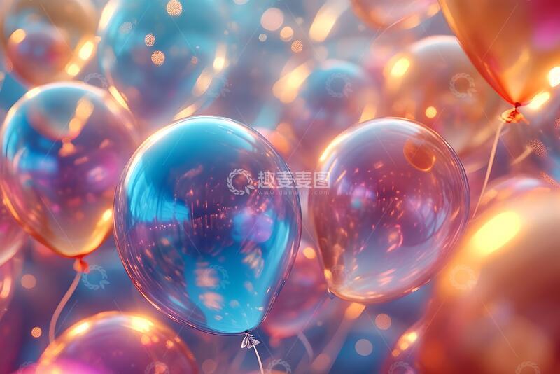 高清大图下载【趣麦麦图】彩色三维渐变气球气泡_6