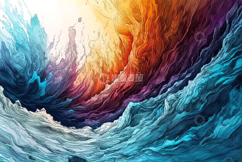 高清大图下载【趣麦麦图】彩色墨水勾勒出白色的背景_6