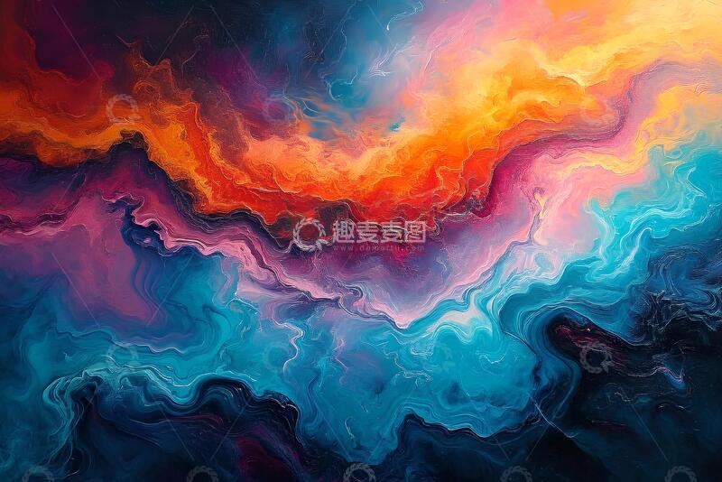高清大图下载【趣麦麦图】彩色流体丙烯画_1