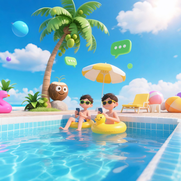 夏天游泳池的派对