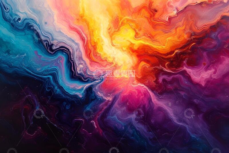 高清大图下载【趣麦麦图】彩色流体丙烯画_7