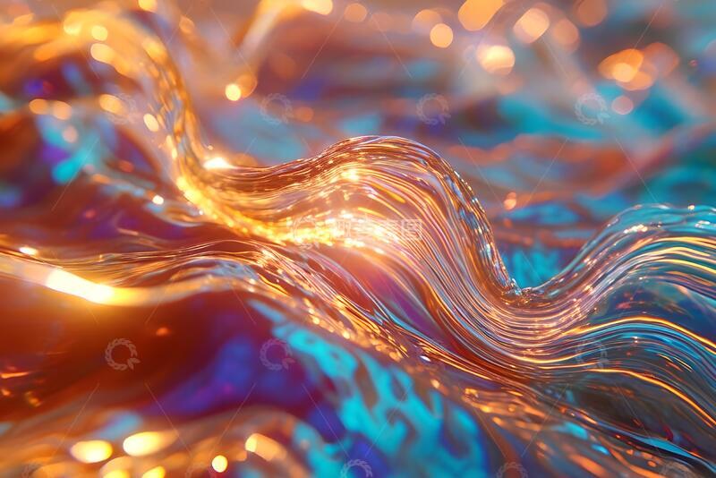 彩色流动的彩色全息动态波_5