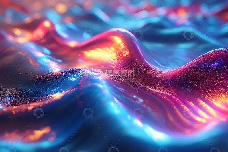 高清大图下载【趣麦麦图】彩色流动的彩色全息动态波_3