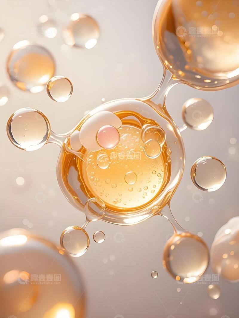 高清大图下载【趣麦麦图】3D 立体透明分子结构艺术画面2