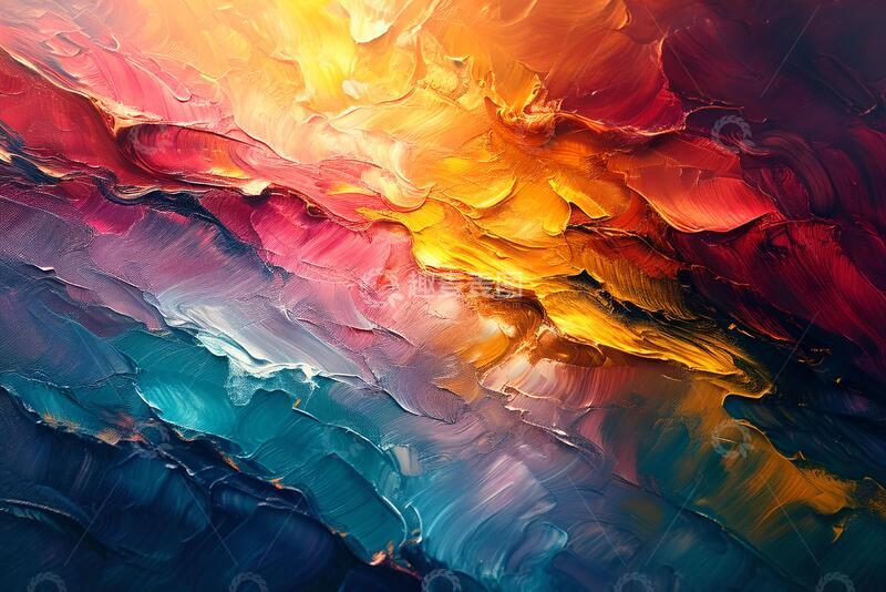 高清大图下载【趣麦麦图】彩色色调油画概念性抽象特写_1