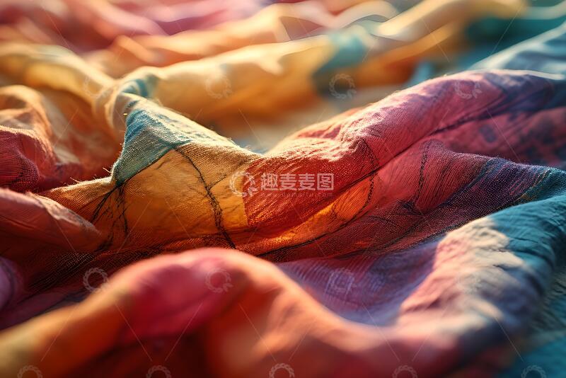 高清大图下载【趣麦麦图】彩色蜡染布的纺织和纹理背景。_2