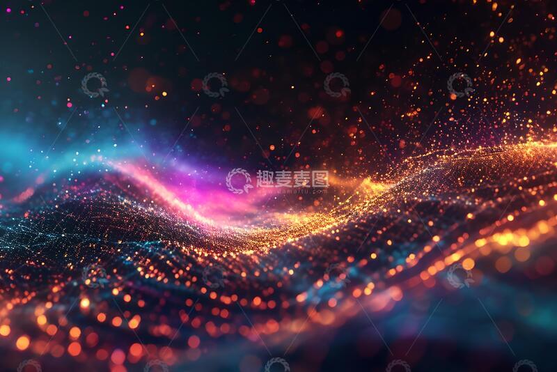 高清大图下载【趣麦麦图】彩色粒子运动声波振荡概念_8