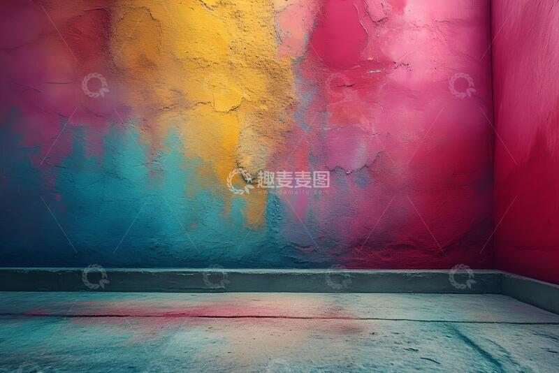 高清大图下载【趣麦麦图】彩色跑彩粉墙_2
