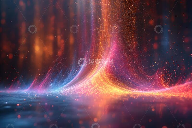 高清大图下载【趣麦麦图】彩色粒子运动声波振荡概念_2