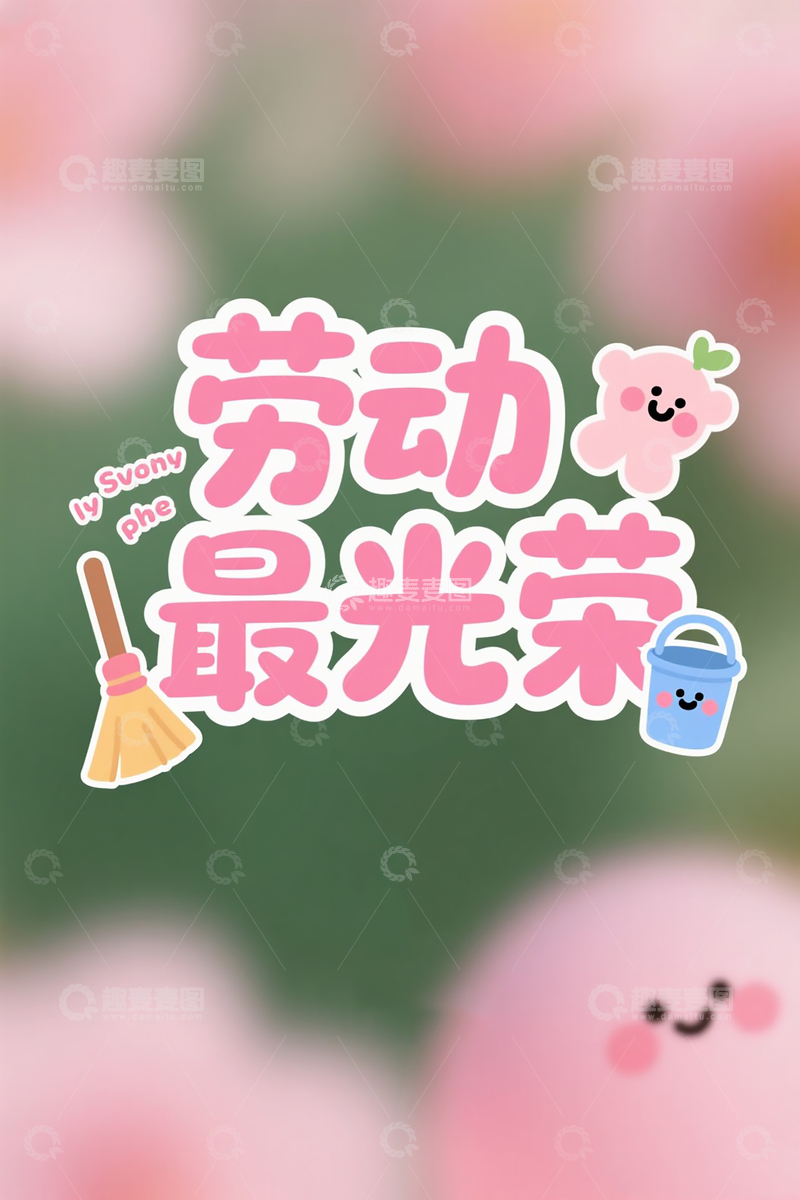 高清大图下载【趣麦麦图】萌趣可爱风&ldquo;劳动最光荣&rdquo;字体12