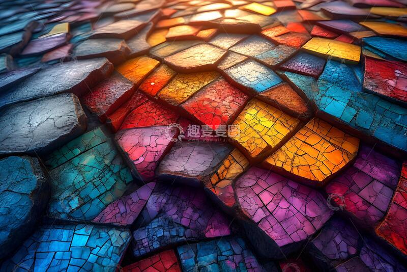 高清大图下载【趣麦麦图】彩色马赛克与抽象线条无缝_5