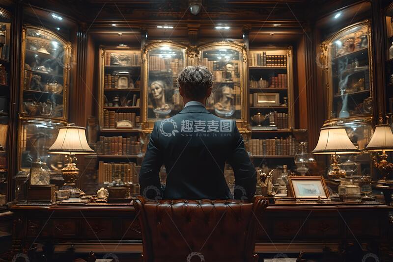 高清大图下载【趣麦麦图】成功商务男士欣赏古董_2