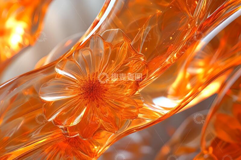 高清大图下载【趣麦麦图】橙色印花玻璃_3