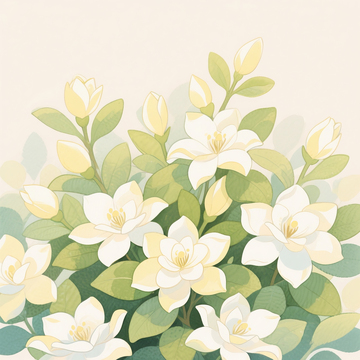 卡通水彩手绘栀子花花丛1