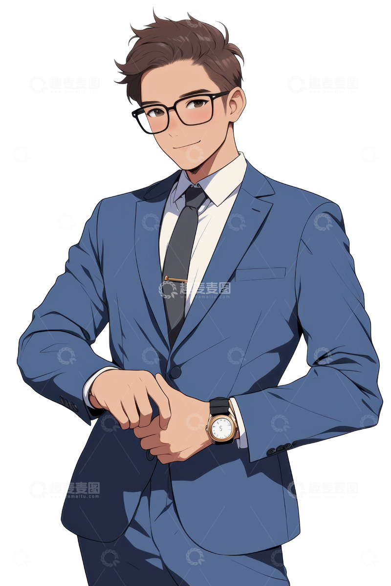 卡通简约穿着西装的老板