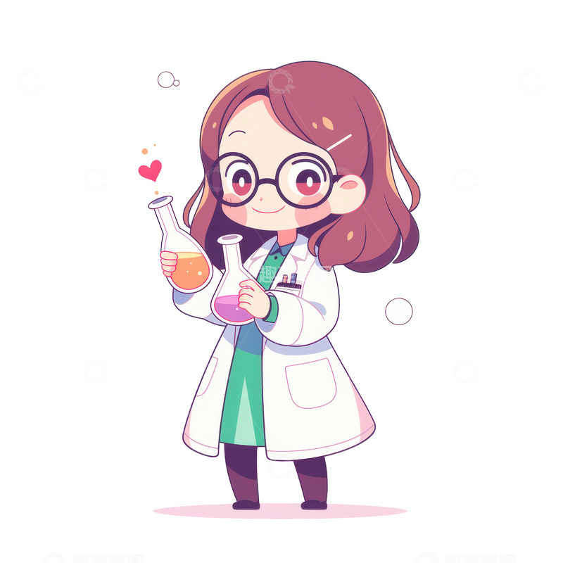 高清大图下载【趣麦麦图】卡通简约拿着试剂的医生