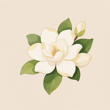 卡通水彩手绘栀子花素材