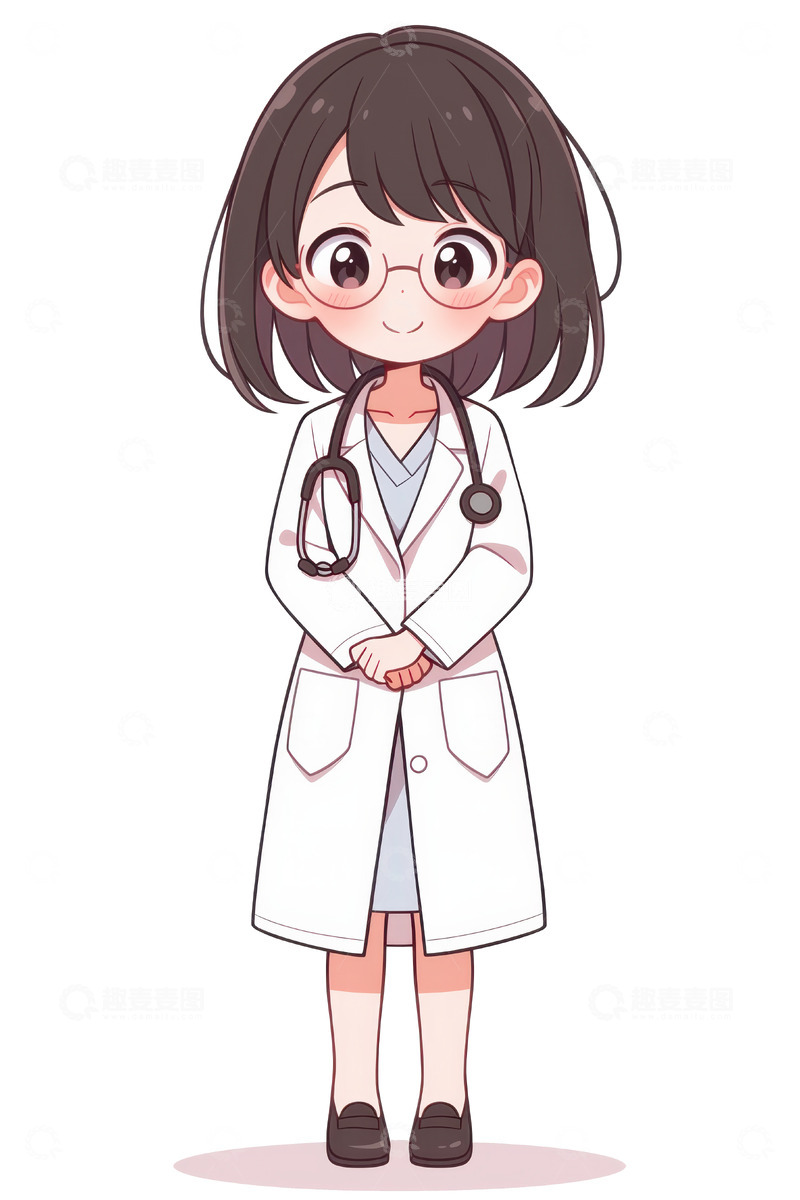 高清大图下载【趣麦麦图】卡通简约一位女医生