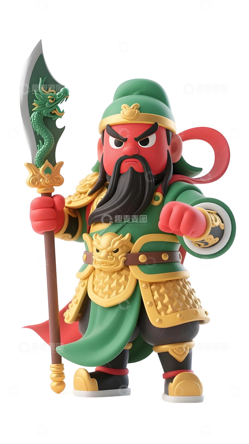 高清大图下载【趣麦麦图】Q 版关羽 3D 卡通形象5
