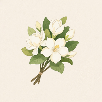 卡通水彩手绘栀子花花束1