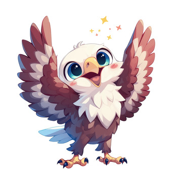 卡通简约一只可爱的老鹰