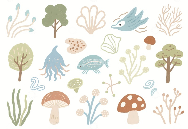 各种动物植物地垫图案