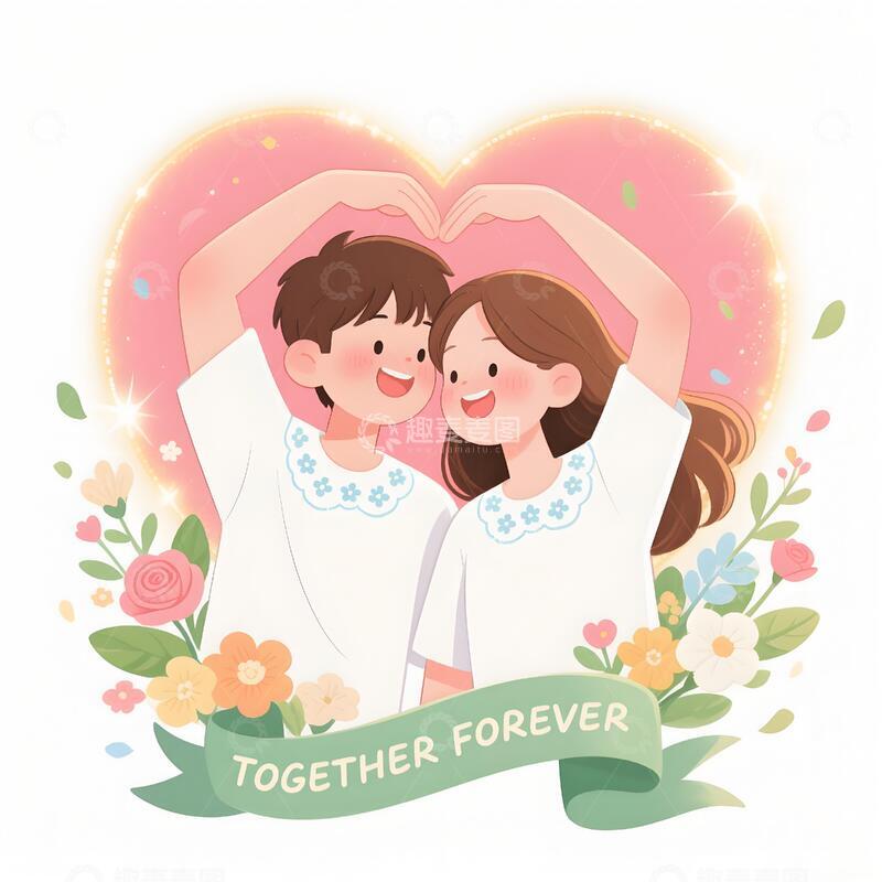 高清大图下载【趣麦麦图】浪漫情侣主题插画9