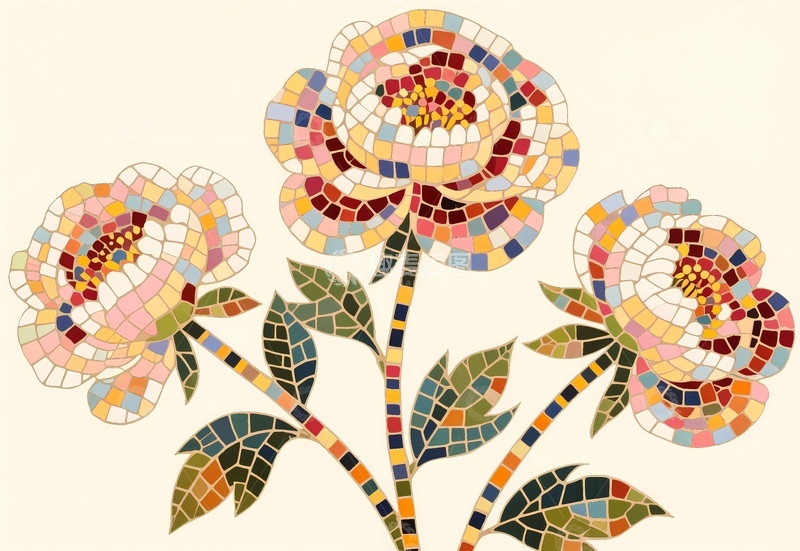 三朵牡丹地毯图案