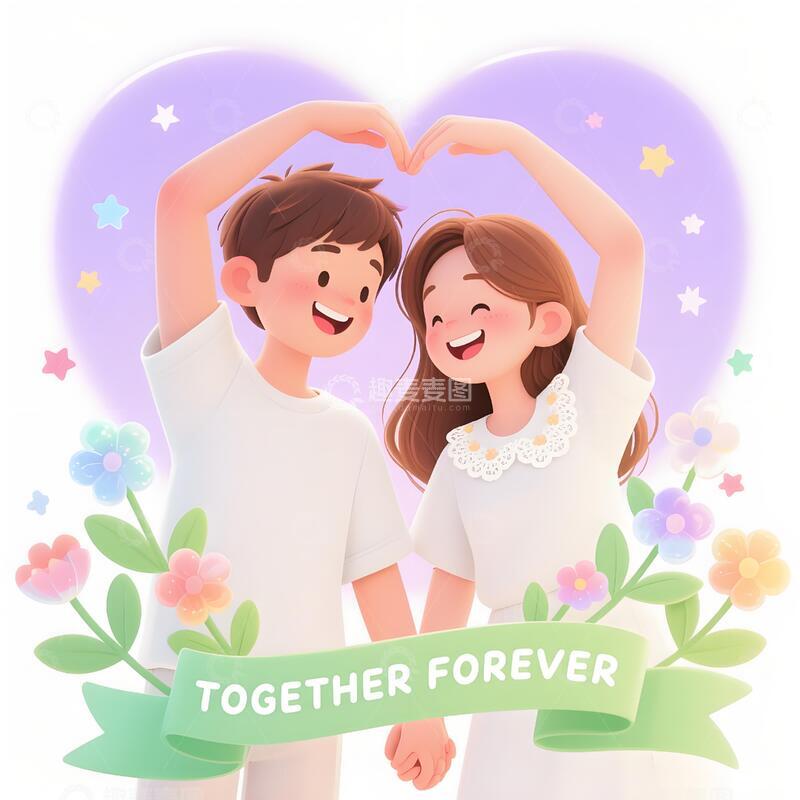 高清大图下载【趣麦麦图】浪漫情侣主题插画8