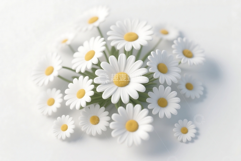 高清大图下载【趣麦麦图】三维圆润白色雏菊花朵元素 (1)