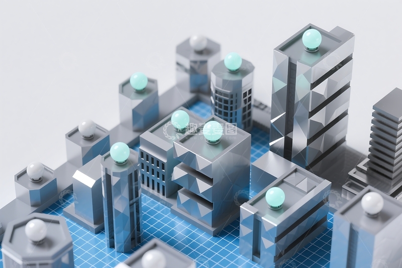 高清大图下载【趣麦麦图】三维建筑的抽象鸟瞰图 (1)