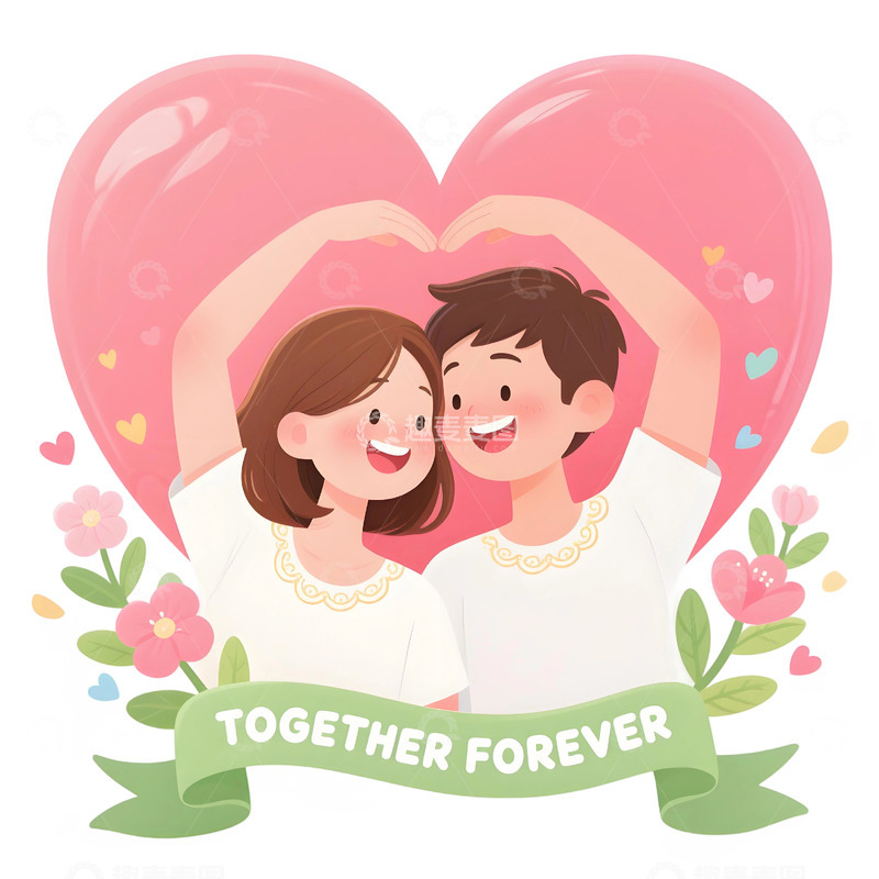 高清大图下载【趣麦麦图】浪漫情侣主题插画16