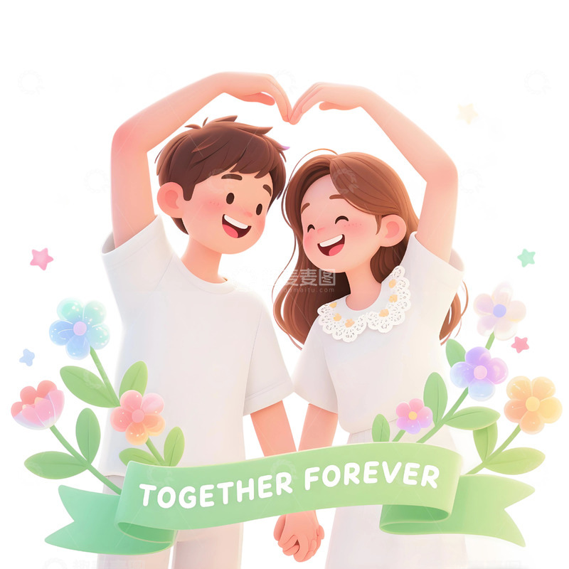 高清大图下载【趣麦麦图】浪漫情侣主题插画14