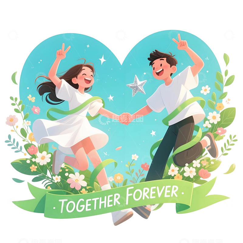 高清大图下载【趣麦麦图】浪漫情侣主题插画19