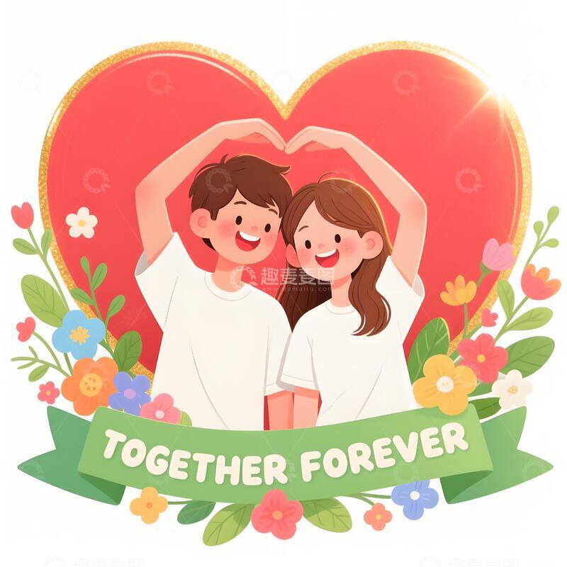 高清大图下载【趣麦麦图】浪漫情侣主题插画2
