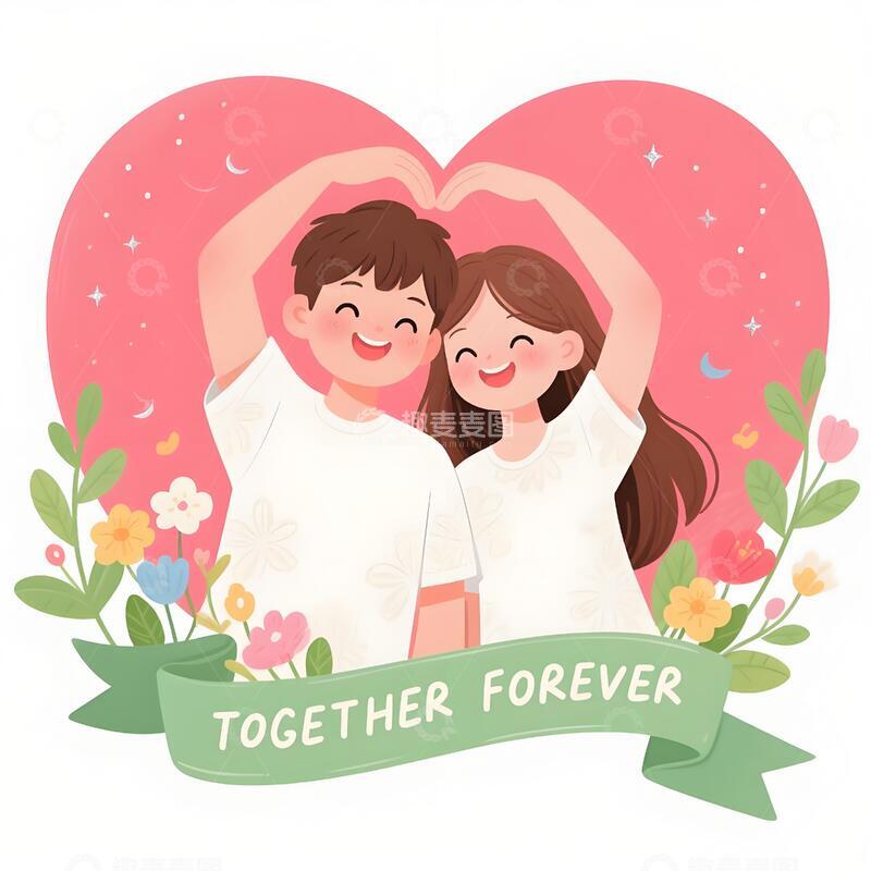 高清大图下载【趣麦麦图】浪漫情侣主题插画12