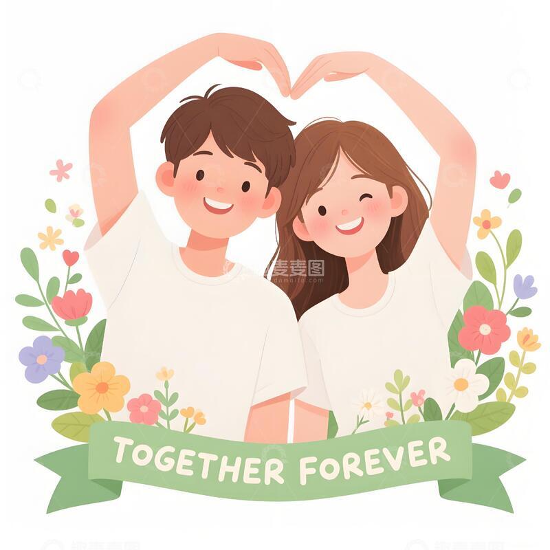 高清大图下载【趣麦麦图】浪漫情侣主题插画6