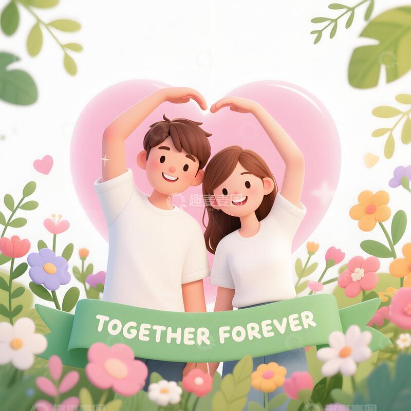 高清大图下载【趣麦麦图】浪漫情侣主题插画1